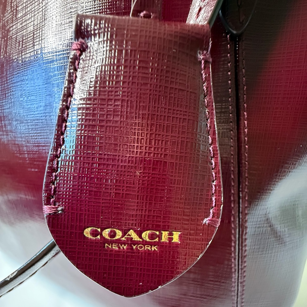 Coach Burgundy Leather Tote Bag - Picture 11 of 17